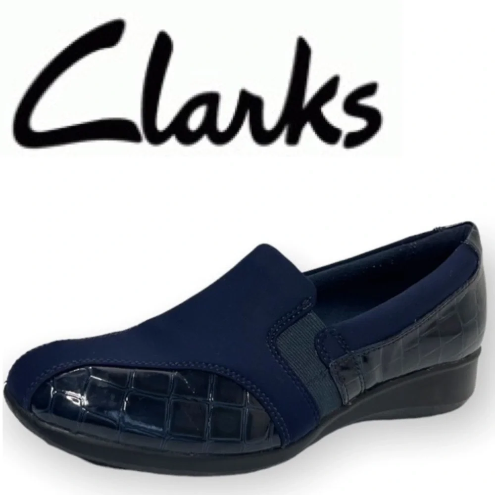 Clarks Comfort Slip On Gael Beam Loafers Navy Blue Size 8.5